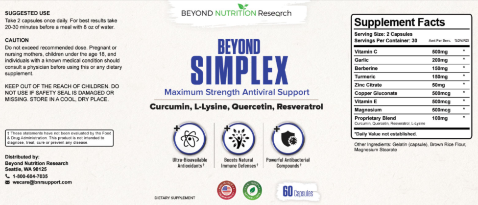 Beyond Simplex Supplement Facts