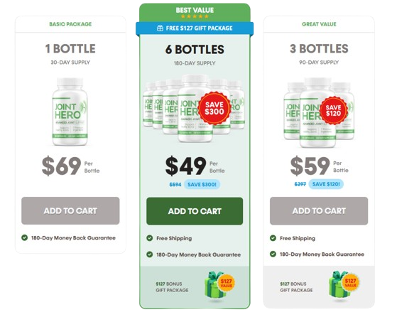 Joint Hero pricing details