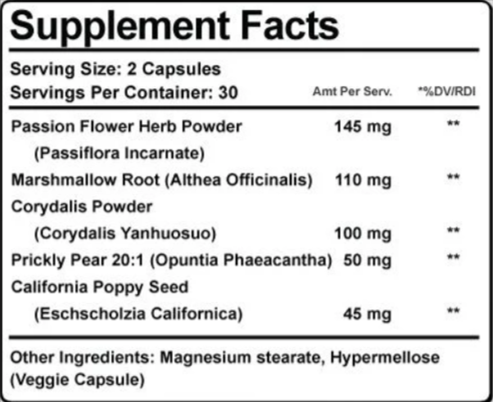 Nerve Control 911 supplement facts